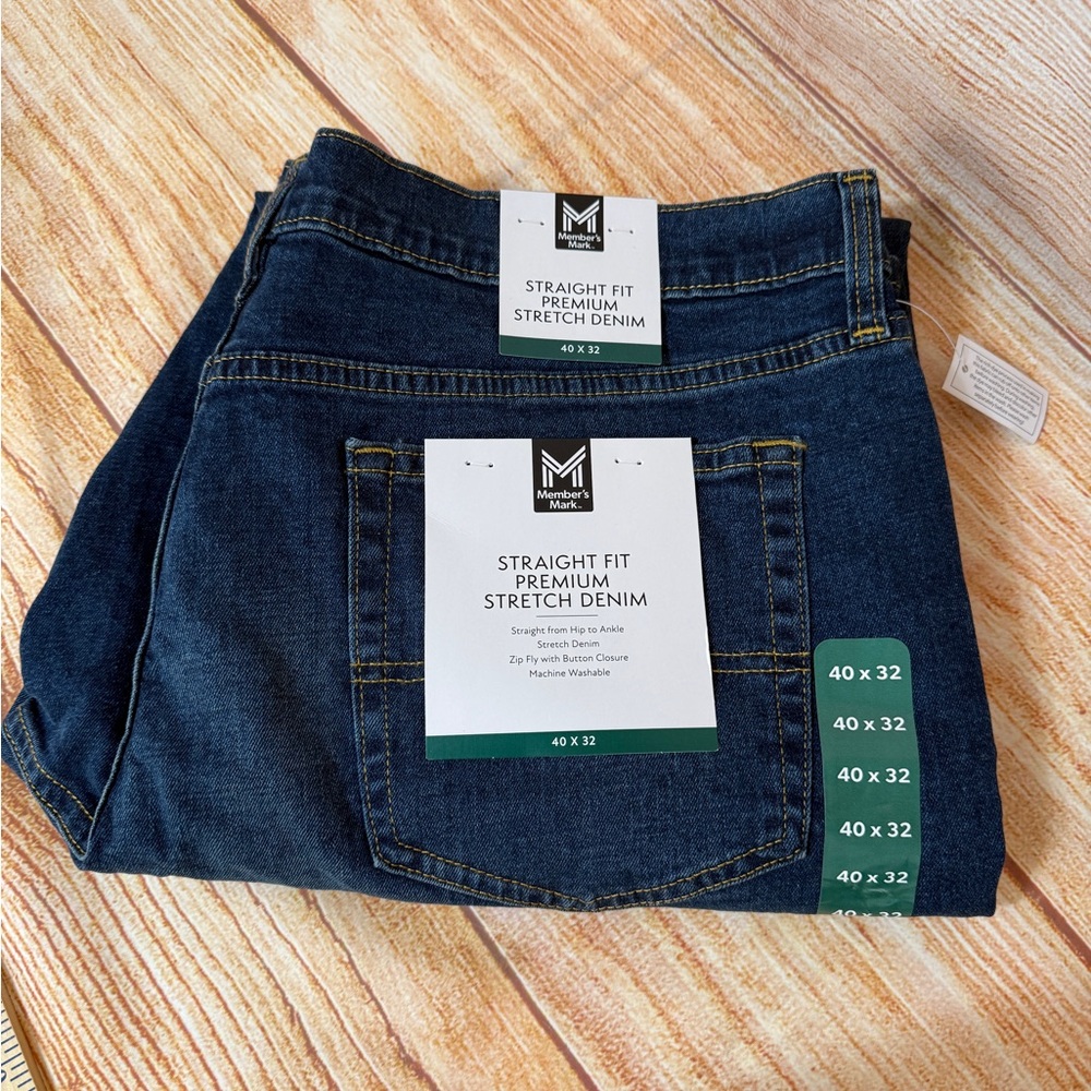Member's Mark Premium Straight Fit Stretch Denim Jeans 40 x 32